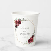 Burgund-Blume, Rote Blume, Blumenhochzeit Pappbecher (Vorderseite)