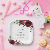 Burgund-Blume, Rote Blume, Blumenhochzeit Pappteller (Party)