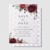 Burgund-Blume, Rote Blume, Blumenhochzeit Pergament Einladungen (Versetzt (Einladung))