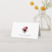 Burgund-Blume, Rote Blume, Blumenhochzeit Platzkarte (Rückseite)