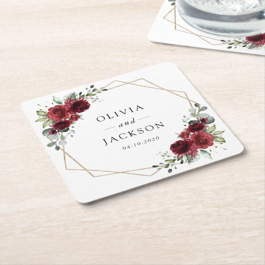 Burgund-Blume, Rote Blume, Blumenhochzeit Rechteckiger Pappuntersetzer (angewinkelt)