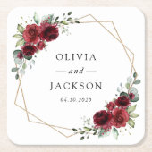 Burgund-Blume, Rote Blume, Blumenhochzeit Rechteckiger Pappuntersetzer (Vorderseite)