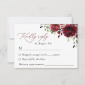 Burgund-Blume, Rote Blume, Blumenhochzeit RSVP Karte (Vorderseite)