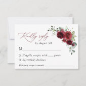 Burgund-Blume, Rote Blume, Blumenhochzeit RSVP Karte (Vorderseite)