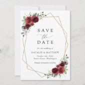 Burgund-Blume, Rote Blume, Blumenhochzeit Save The Date (Vorderseite)