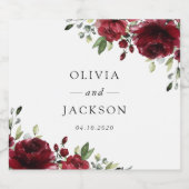 Burgund-Blume, Rote Blume, Blumenhochzeit Schaumweinetikett (Einzelnes Label)