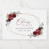 Burgund-Blume, Rote Blume, Blumenhochzeit Schaumweinetikett (Einzelnes Label)