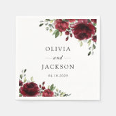 Burgund-Blume, Rote Blume, Blumenhochzeit Serviette (Vorderseite)