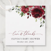 Burgund-Blume, Rote Blume, Boho, Babydusche Geschenkanhänger (Vorderseite)