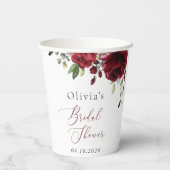 Burgund-Blume, Rote Blume, Boho, Brautparty Pappbecher (Rückseite)