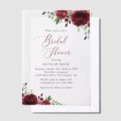 Burgund-Blume, Rote Blume, Boho, Brautparty Pergament Einladungen (Versetzt)