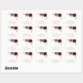 Burgund-Blume, Rote Blume, Boho, Brautparty Quadratischer Aufkleber (Blatt)