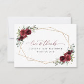 Burgund-Blume, Rote Blume, Boho, Geburtstag Dankeskarte (Vorderseite)