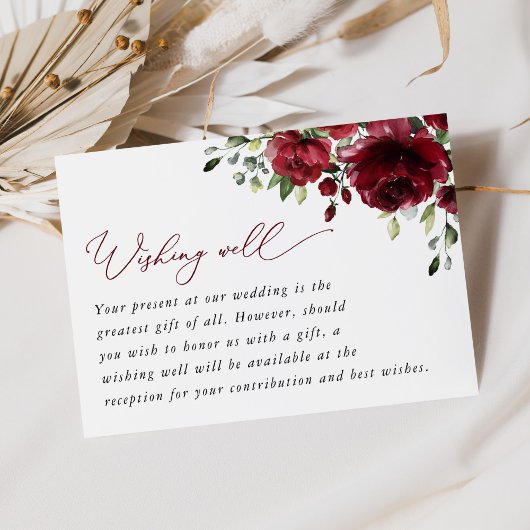 Burgund-Blume, Rote Blume, Boho, gut wollen Begleitkarte