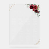 Burgund-Blume, Rote Blume, Boho, Sitzplan Acrylschild (Vorderseite)