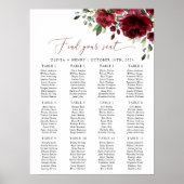 Burgund-Blume, Rote Blume, Boho, Sitzplan Poster (Vorne)