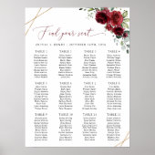 Burgund-Blume, Rote Blume, Boho, Sitzplan Poster (Vorne)