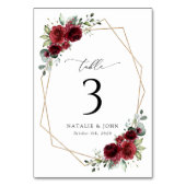 Burgund-Blume, Rote Blume, Boho, Tischnummern (Vorderseite)