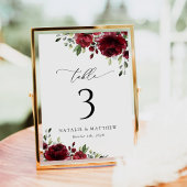 Burgund-Blume, Rote Blume, Boho, Tischnummern