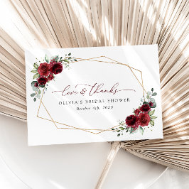Burgund-Blume, Rote Blume, Brautparty Dankeskarte