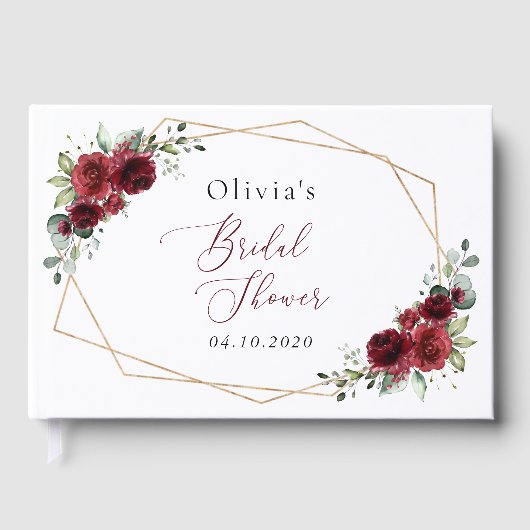 Burgund-Blume, Rote Blume, Brautparty Gästebuch (Vorderseite)