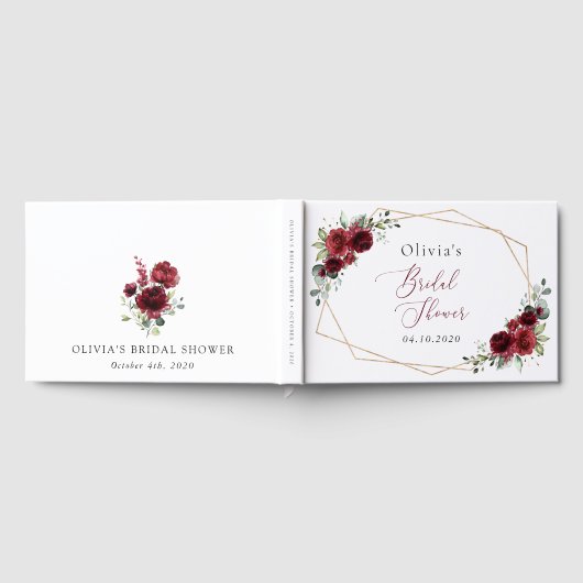 Burgund-Blume, Rote Blume, Brautparty Gästebuch (Voll)