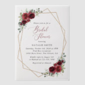 Burgund-Blume, Rote Blume, Brautparty Pergament Einladungen (Vorderseite)