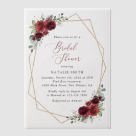 Burgund-Blume, Rote Blume, Brautparty Pergament Einladungen