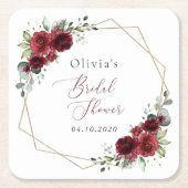 Burgund-Blume, Rote Blume, Brautparty Rechteckiger Pappuntersetzer (Vorderseite)