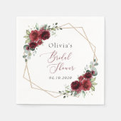 Burgund-Blume, Rote Blume, Brautparty Serviette (Vorderseite)