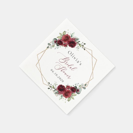 Burgund-Blume, Rote Blume, Brautparty Serviette (Ecke)