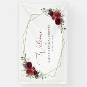 Burgund-Blume, Rote Blume, Bridal Willkommen Banner (Vertikal)