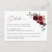 Burgund-Blume, Rote Blume, Hochzeitdetails Begleitkarte (Vorderseite)