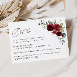 Burgund-Blume, Rote Blume, Hochzeitdetails Begleitkarte