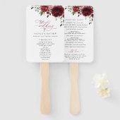 Burgund-Blume, Rote Blume, Hochzeitsprogramm Fächer (Vorne und Hinten)