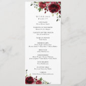 Burgund-Blume, Rote Blume, Hochzeitsprogramm Programm (Rückseite)