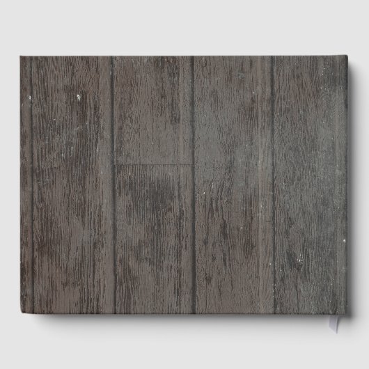 Burgund Blume Rustikale String Lights Wood Gästebuch (Rückseite)