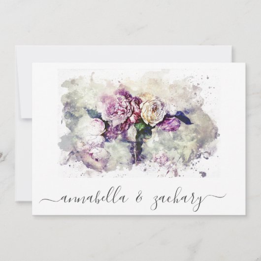 *~* Burgund-Blume UAWG QR AR26 BlumenEDDING Einladung (Vorderseite)