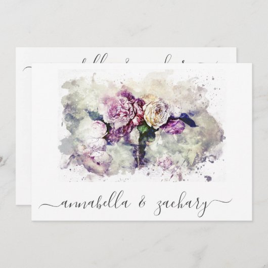 *~* Burgund-Blume UAWG QR AR26 BlumenEDDING Einladung (Vorne/Hinten)