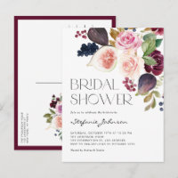 Burgund Blume und Zahlen Herbst Brautparty