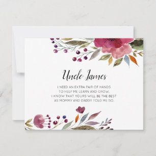 Burgund-Blume werden Sie mein Patenvorschlag sein Einladung