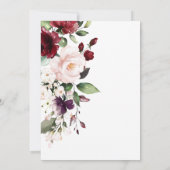 Burgund-Blumen-Feier zum Leben Einladung (Rückseite)