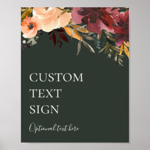 Burgund-Blumen   Grüne Karten und Geschenke Custom Poster