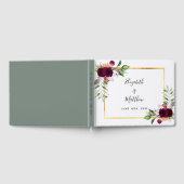 Burgund Blumen Grüne Salbei Grün Hochzeit Gästebuch (Voll)