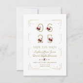 Burgund-Blumen-Nummer Hochzeit speichern das Datum Save The Date (Vorderseite)