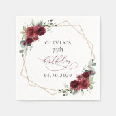 Burgund Blumen, Rote Blumen, Boho, Geburtstag Serviette (Vorderseite)