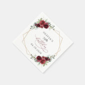 Burgund Blumen, Rote Blumen, Boho, Geburtstag Serviette (Ecke)