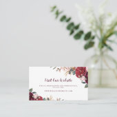 Burgund Blumen rustikale Hochzeitswebsite Beilage Platzkarte (Stehend Vorderseite)