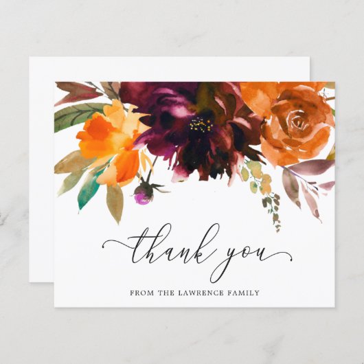 Burgund Blumenbeerdigung Budget Danke Karte (Vorne/Hinten)