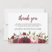 Burgund Blumenbeerdigung Dankeschön Karte (Vorderseite)